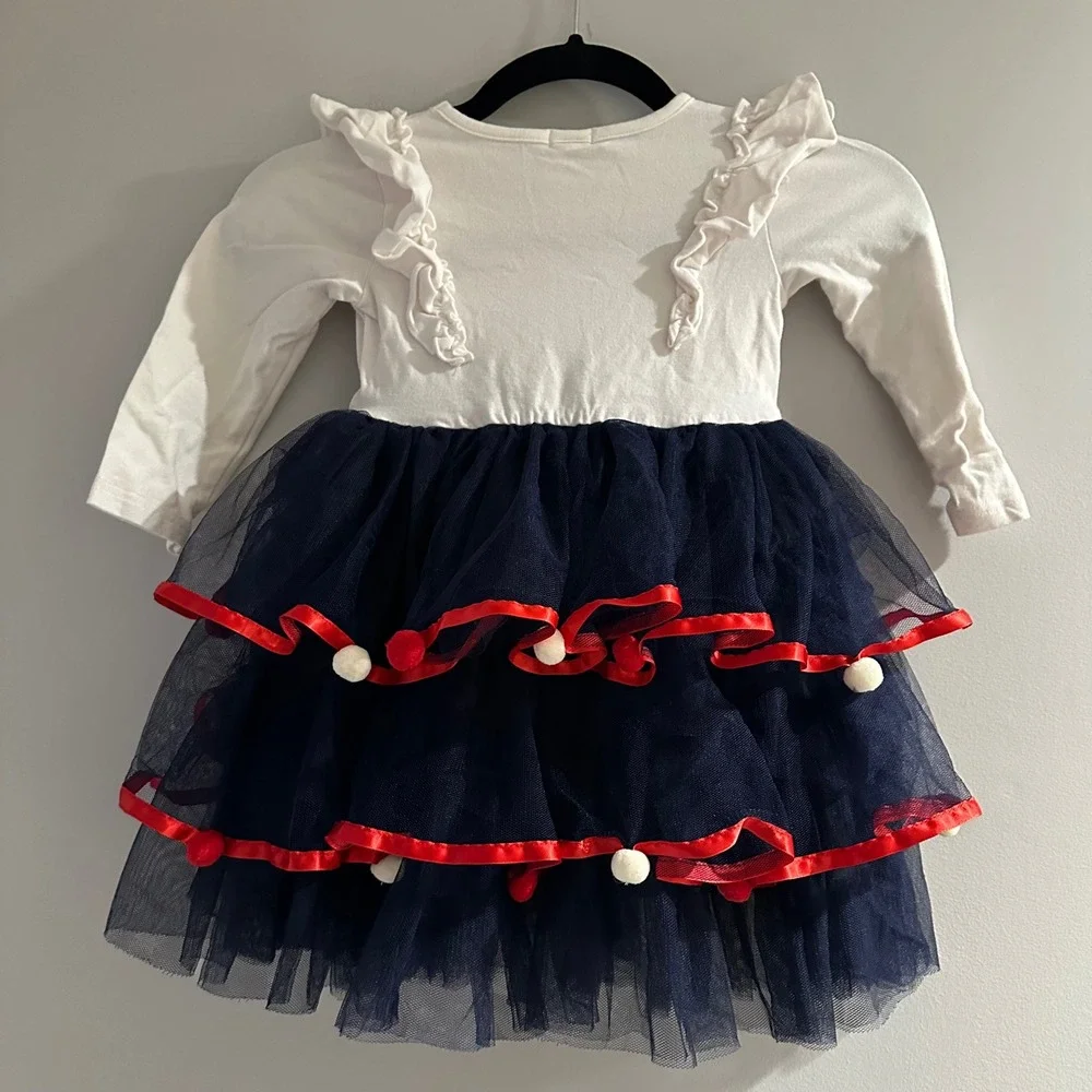 Mia Belle Girls Snowman Tulle Dress‎ 3T Long Sleeve Holiday Winter Costume